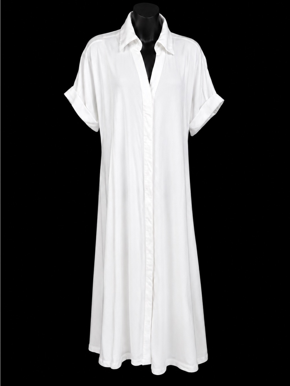 H & M lien Blend White Maxi Shirt Dress large